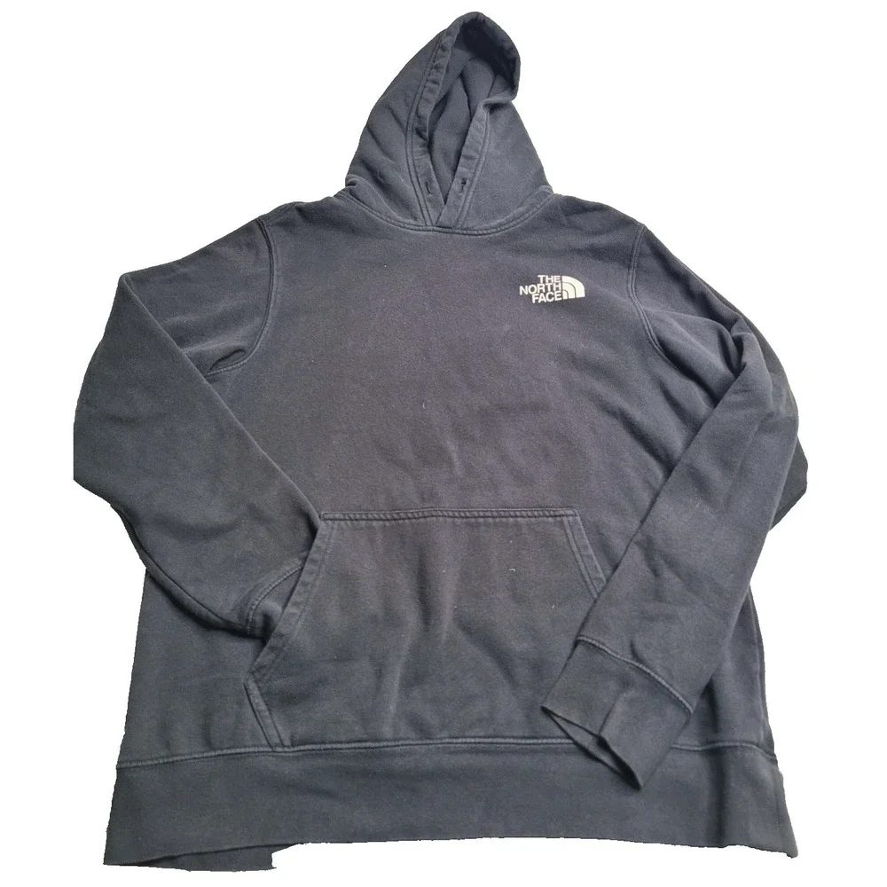 The North‎ Face Men's Black Hooded Sweatshirt Large Logo Hiking Outdoors